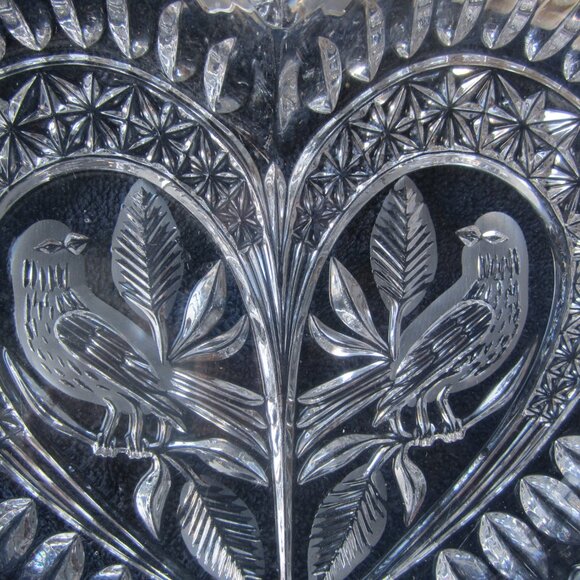 VTG HOFBAUER CRYSTAL HEART DISH W/LOVEBIRDS, MADE IN GERMANY - Picture 4 of 6
